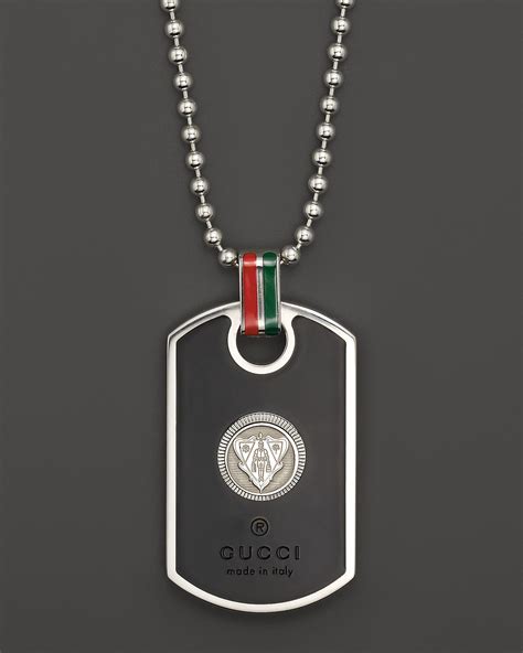 gucci silver dog tag necklace|gucci dog tags for sale.